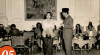 Foto Presiden Sukarno sedang bernyanyi untuk Ibu Fatmawati pada perayaan hari ulang tahun Ibu Fatmawati ke-31 di Istana Merdeka tanggal 5 Februari 1954.