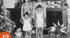 Foto keluarga Wakil Presiden Mohammad Hatta bersama Ibu Rachmi Rahim Hatta, Gemala Rabi'ah Hatta, dan Meutia Farida Hatta saat perayaan hari ulang tahun ke-53 Moh. Hatta di rumahnya, 12 Agustus 1955.